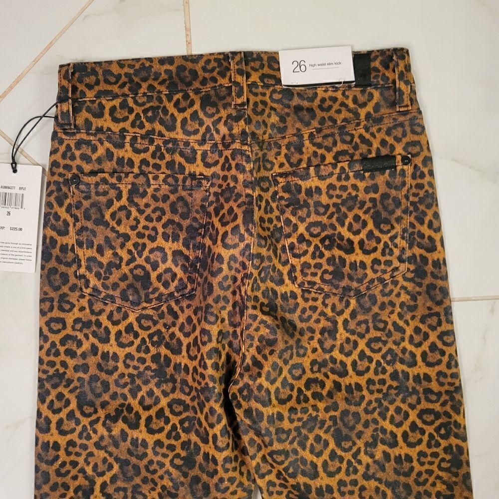 7 for all Mankind Leopard Print High-rise Slim-fit Kick Flare Jeans NEW - Picture 14 of 14
